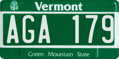 VT license plate AGA179