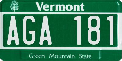 VT license plate AGA181