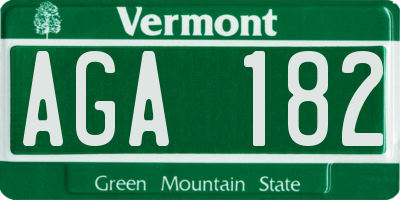 VT license plate AGA182