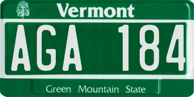 VT license plate AGA184