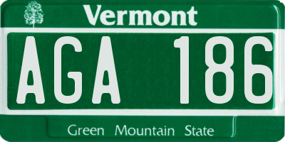 VT license plate AGA186
