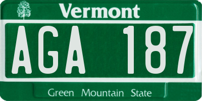 VT license plate AGA187