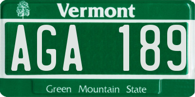 VT license plate AGA189