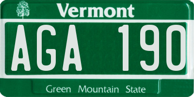 VT license plate AGA190