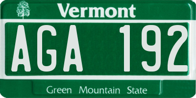 VT license plate AGA192