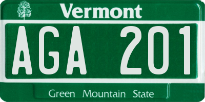 VT license plate AGA201