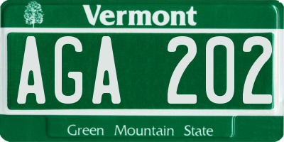 VT license plate AGA202