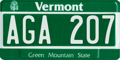 VT license plate AGA207