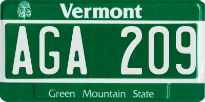 VT license plate AGA209