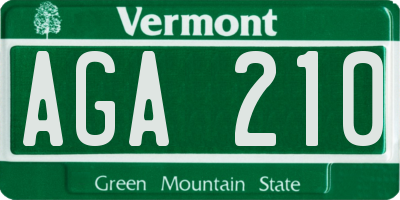 VT license plate AGA210