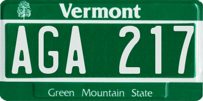 VT license plate AGA217