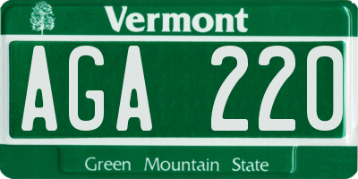VT license plate AGA220