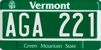 VT license plate AGA221