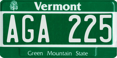 VT license plate AGA225