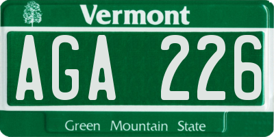 VT license plate AGA226