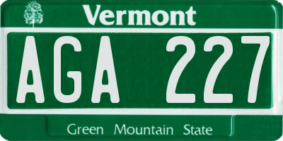 VT license plate AGA227