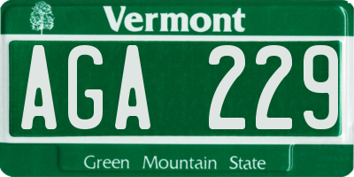 VT license plate AGA229