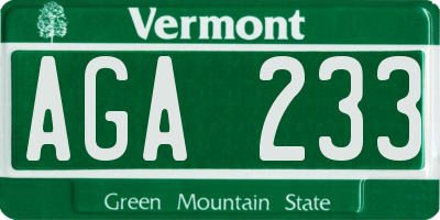 VT license plate AGA233