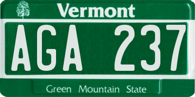 VT license plate AGA237