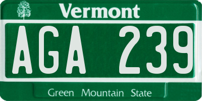 VT license plate AGA239