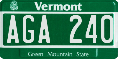 VT license plate AGA240