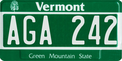 VT license plate AGA242