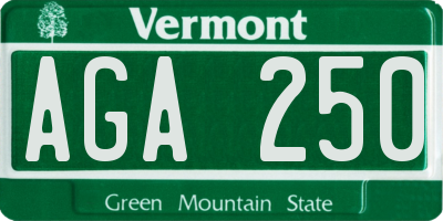 VT license plate AGA250