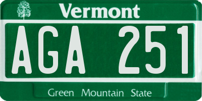 VT license plate AGA251