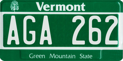 VT license plate AGA262