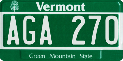VT license plate AGA270