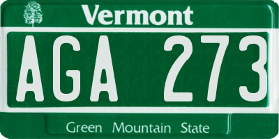 VT license plate AGA273