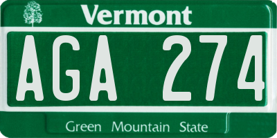 VT license plate AGA274