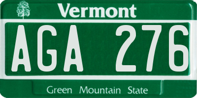 VT license plate AGA276