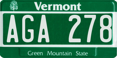 VT license plate AGA278