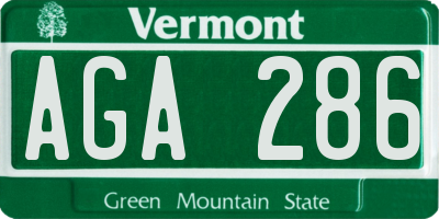 VT license plate AGA286