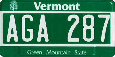 VT license plate AGA287