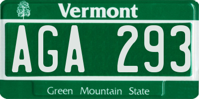 VT license plate AGA293