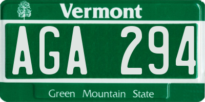 VT license plate AGA294