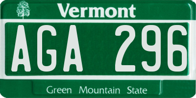 VT license plate AGA296