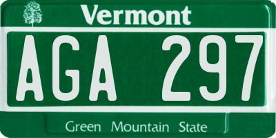 VT license plate AGA297