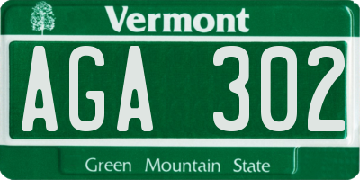 VT license plate AGA302