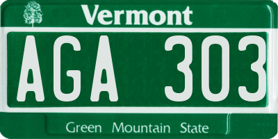 VT license plate AGA303