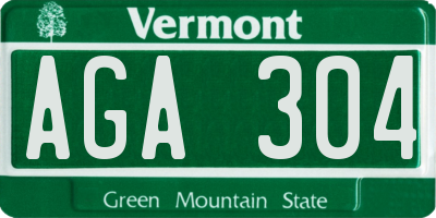 VT license plate AGA304