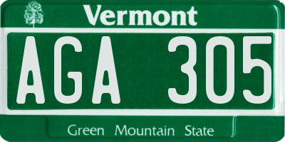 VT license plate AGA305