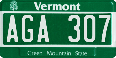 VT license plate AGA307