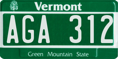 VT license plate AGA312