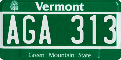VT license plate AGA313