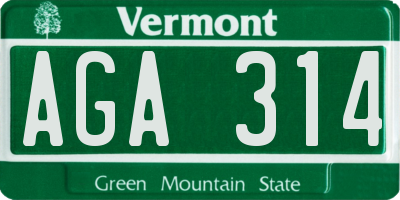 VT license plate AGA314