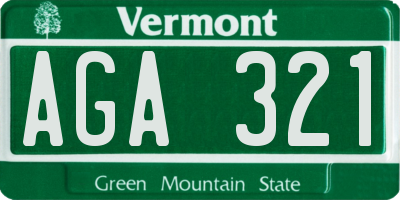 VT license plate AGA321