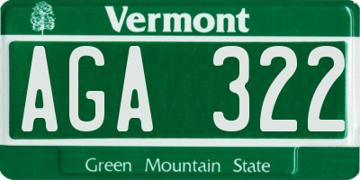 VT license plate AGA322